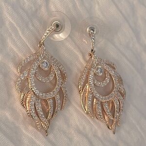 Vintage Rose Gold Pave crystal earrings